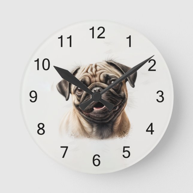 Mops Dog Custom Foto Personalisierte Wanduhr (Vorderseite)