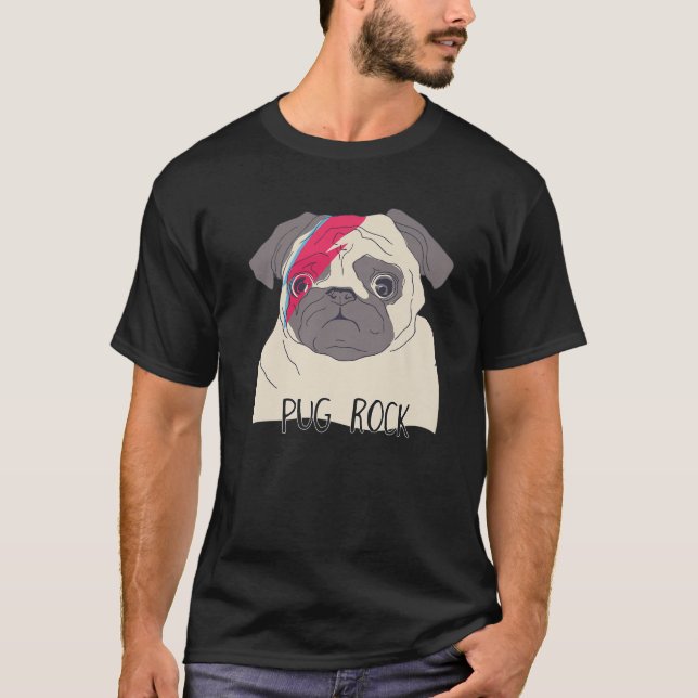 Mops Dog Doodle Puppy Music Rock und Roll Women Gi T-Shirt (Vorderseite)