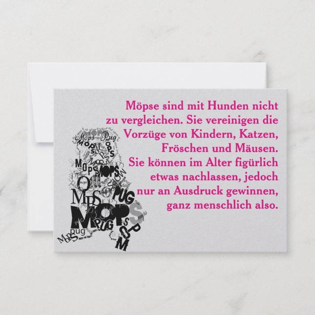 Mops Dog Einladungen (Vorderseite)