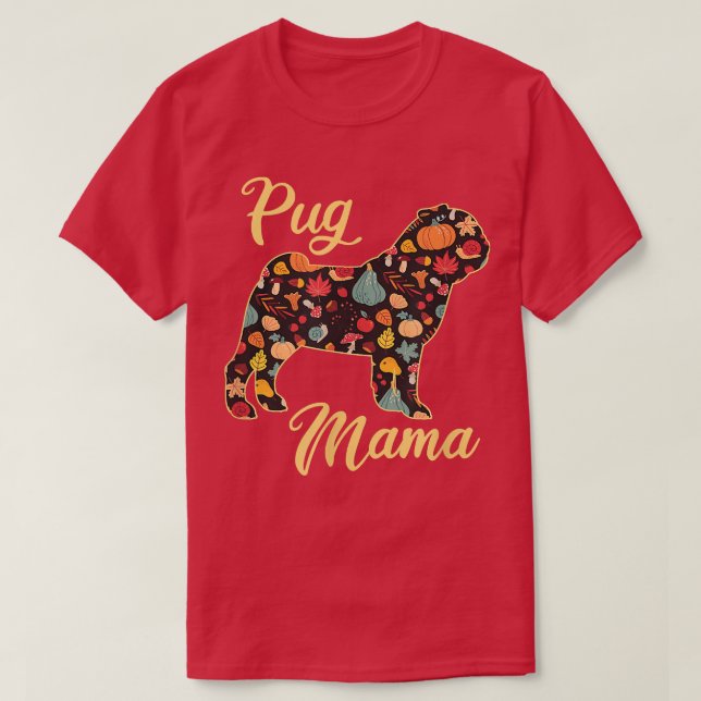 Mops Dog Fall Pattern Pumpkin Herbst lässt Hunde M T-Shirt (Design vorne)