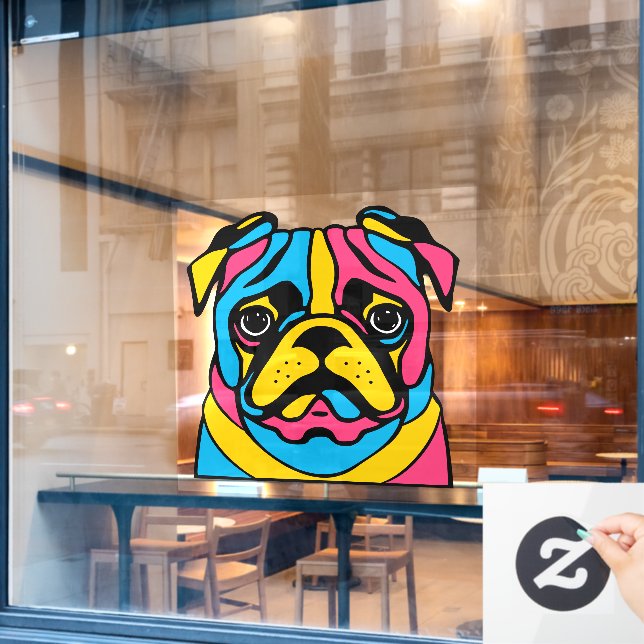 Mops Dog Fensteraufkleber (Café-Fenster)