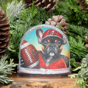 Mops Dog Football Player Schneekugeln