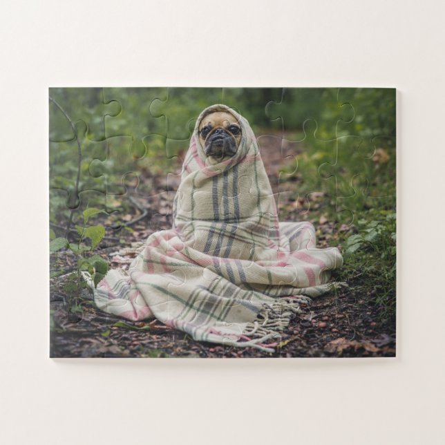 MOPS DOG FUNNY JIGSAW PUZZLE EINFACH ÜBERSIEGTE PE (Horizontal)
