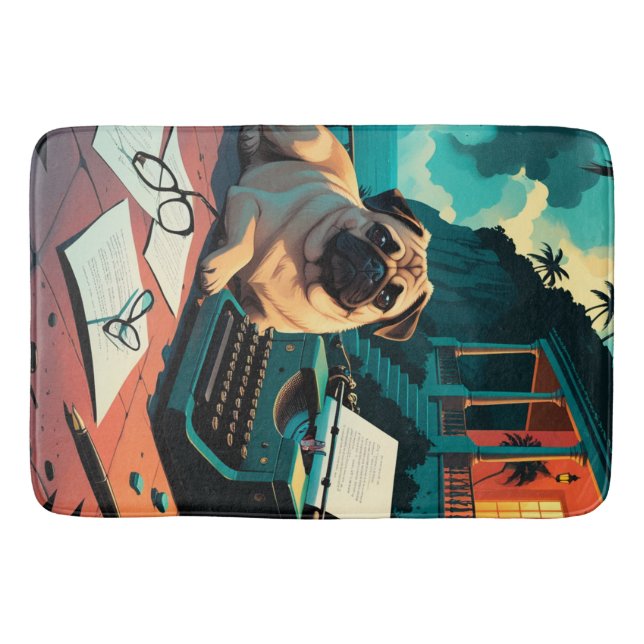 Mops Dog Gentleman Vintag Badematte (Vorderseite)