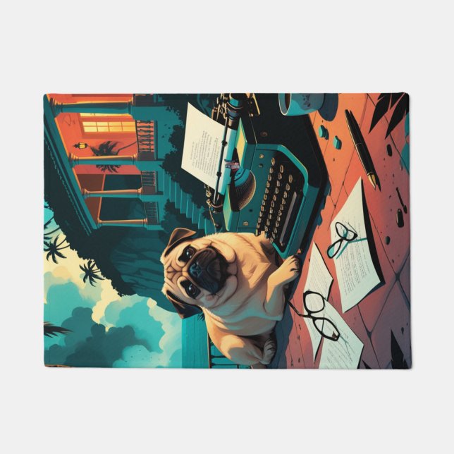 Mops Dog Gentleman Vintag Fußmatte (Vorderseite)