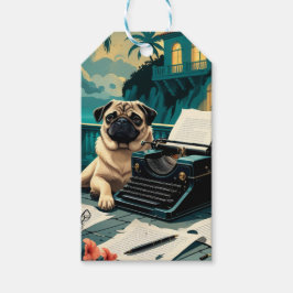 Mops Dog Gentleman Vintag Geschenkanhänger