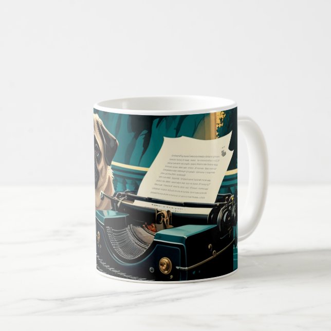 Mops Dog Gentleman Vintag Kaffeetasse (VorderseiteRechts)