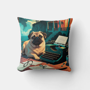 Mops Dog Gentleman Vintag Kissen