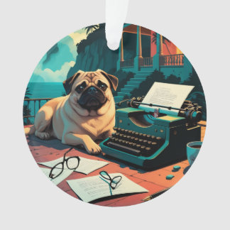 Mops Dog Gentleman Vintag Ornament