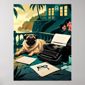 Mops Dog Gentleman Vintag Poster