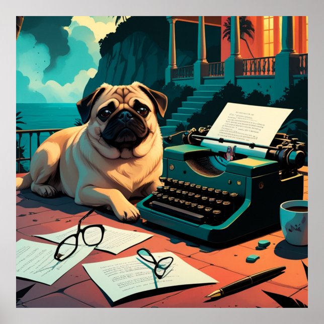 Mops Dog Gentleman Vintag Poster (Vorne)