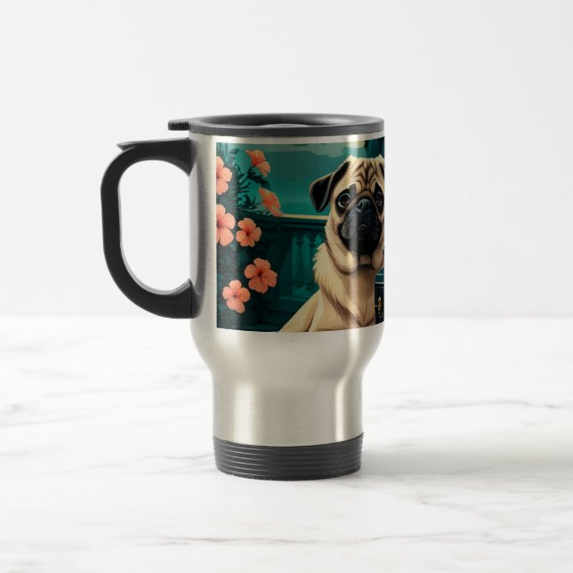 Mops Dog Gentleman Vintag Reisebecher (Links)