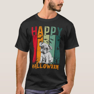 Mops Dog Girls Boys Retro Stil Halloween Abendesse T-Shirt