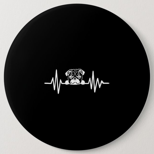 Mops Dog Heartbeat | NIEDLICHE MOPS Button (Vorderseite)