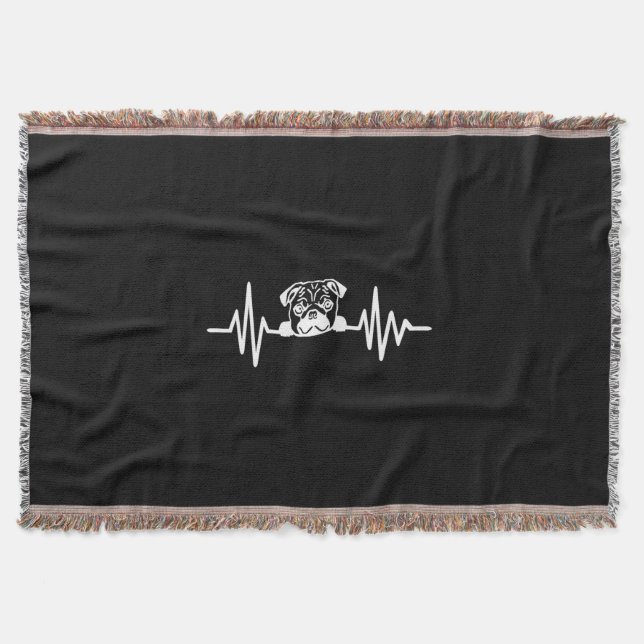 Mops Dog Heartbeat | NIEDLICHE MOPS Decke (Vorderseite)