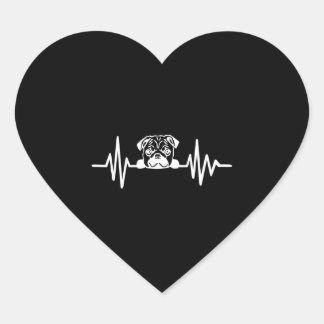 Mops Dog Heartbeat | NIEDLICHE MOPS Herz-Aufkleber