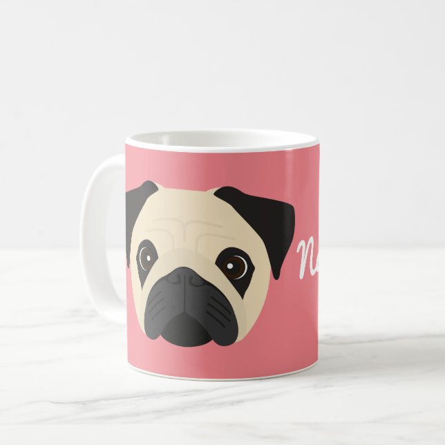 Mops Dog Kaffee Tasse (Vorderseite Links)
