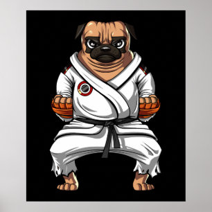 Mops Dog Karate Ninja Martial Arts Pet Poster