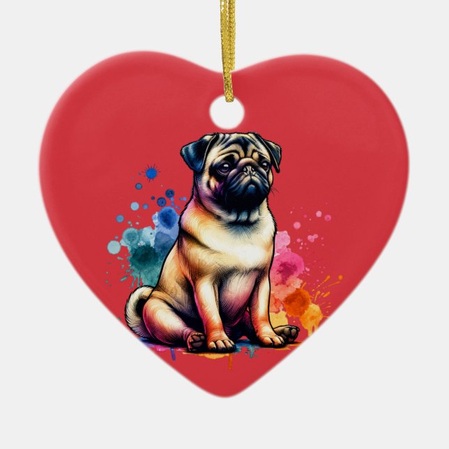 Mops Dog Keramik Ornament (Vorne)