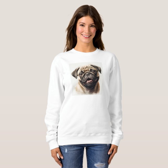 Mops Dog Lover Beste Dog Mama je Wifey Geschenk Sweatshirt (Vorne ganz)