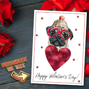 Mops Dog Lover Valentine Geschenk Feiertagskarte
