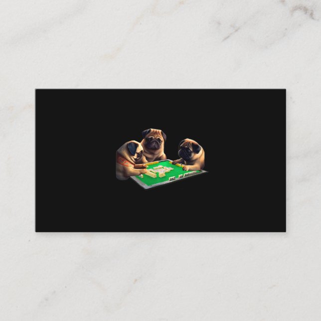 Mops Dog Mahjong Funny mit Letters Mens Funny Clot Visitenkarte (Vorderseite)