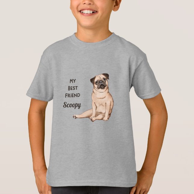 Mops Dog Mein bester Freund Individuelle Name T -  T-Shirt (Vorderseite)