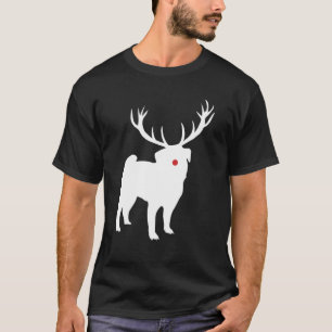 Mops Dog Niedlich Puppy Pet Weihnachtsmann Antlers T-Shirt