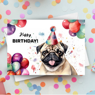 Mops Dog Portrait Niedlichen Haustier Party Happy  Karte