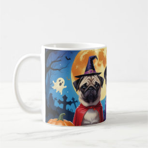 Mops Dog Pumpkin Halloween Funny Kaffeetasse