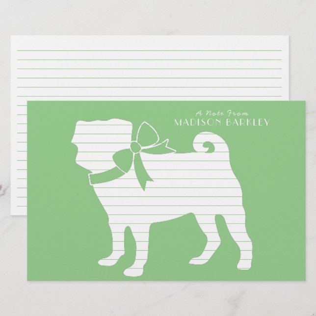 Mops Dog Puppy Stationery Briefpapier (Vorne/Hinten)