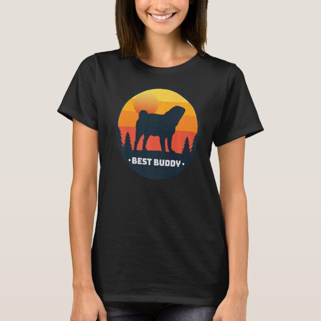 Mops Dog Retro T-Shirt (Vorderseite)