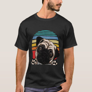 Mops Dog Retro Vintager klassischer T - Shirt 814