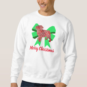 Mops Dog Silhouette Green Bow Weihnachten Sweatshirt