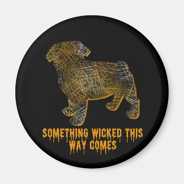 Mops Dog Silhouette Spaß Halloween Magnet (Vorne)