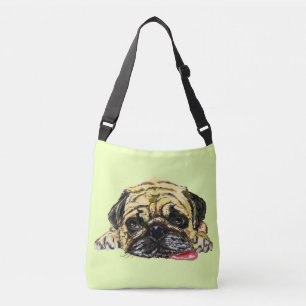 Mops Dog - Spaß - Hinzufügen von Text / Farbe Tragetaschen Mit Langen Trägern