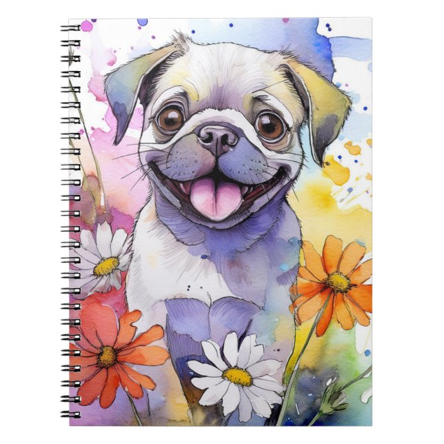 Mops Dog Spiral Notebook Notizblock (Vorderseite)