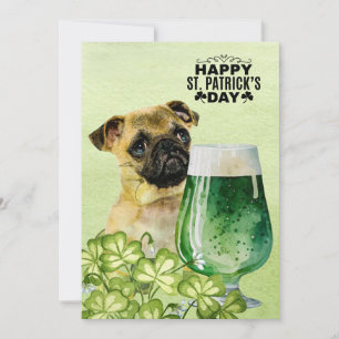 MOPS Dog St. Patrick's Day mit Hut und Bier Feiertagskarte