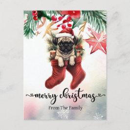 Mops Dog Weihnachten Thema Postkarte