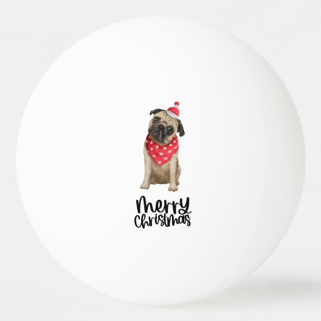 Mops Dog Weihnachten Thema Tischtennisball (Vorderseite)