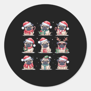 Mops Dog Weihnachtslicht Funny Mops Hunde Lover An Runder Aufkleber