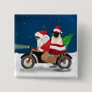 Mops Dog Weihnachtsmann Button