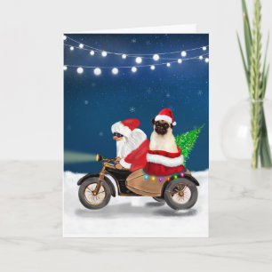 Mops Dog Weihnachtsmann Karte