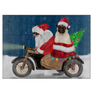 Mops Dog Weihnachtsmann Schneidebrett
