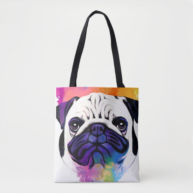 Mops Dog Wilde Natur Tierfarben Malerei (Vorderseite)