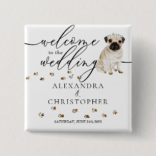 Mops Dog Willkommen bei der Hochzeitsfeier Süsse Button