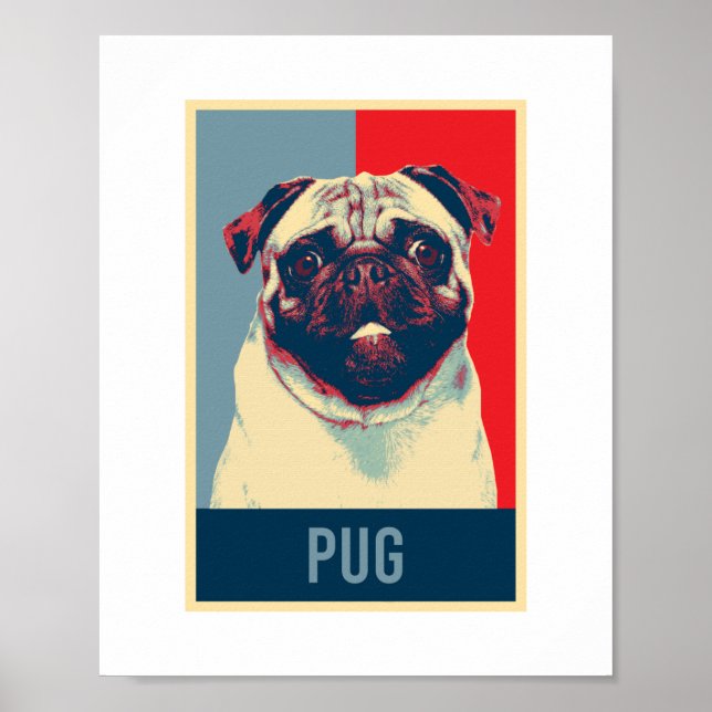 Mops Dutch Bulldog Dog Portrait Pop Art Poster (Vorne)