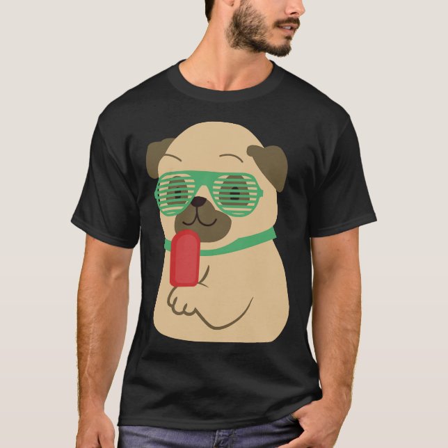 Mops Eiscreme süßer Mops Hund 229 T-Shirt (Vorderseite)