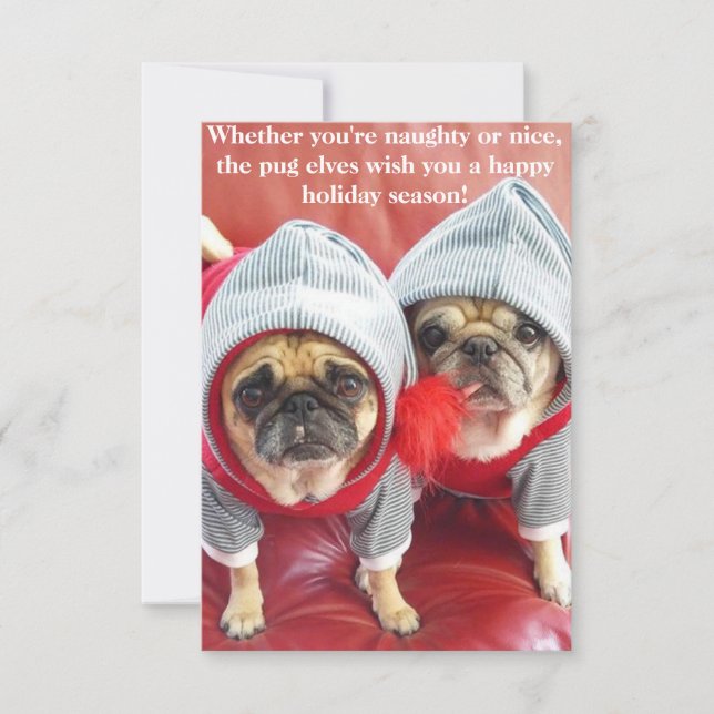 Mops Elves Einladung (Vorderseite)