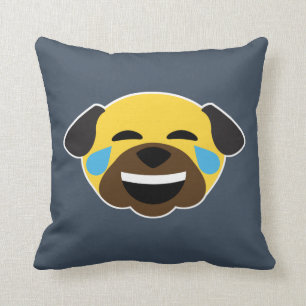 Mops Emoji Emoticon-Risse der Freude und der Liebe Kissen